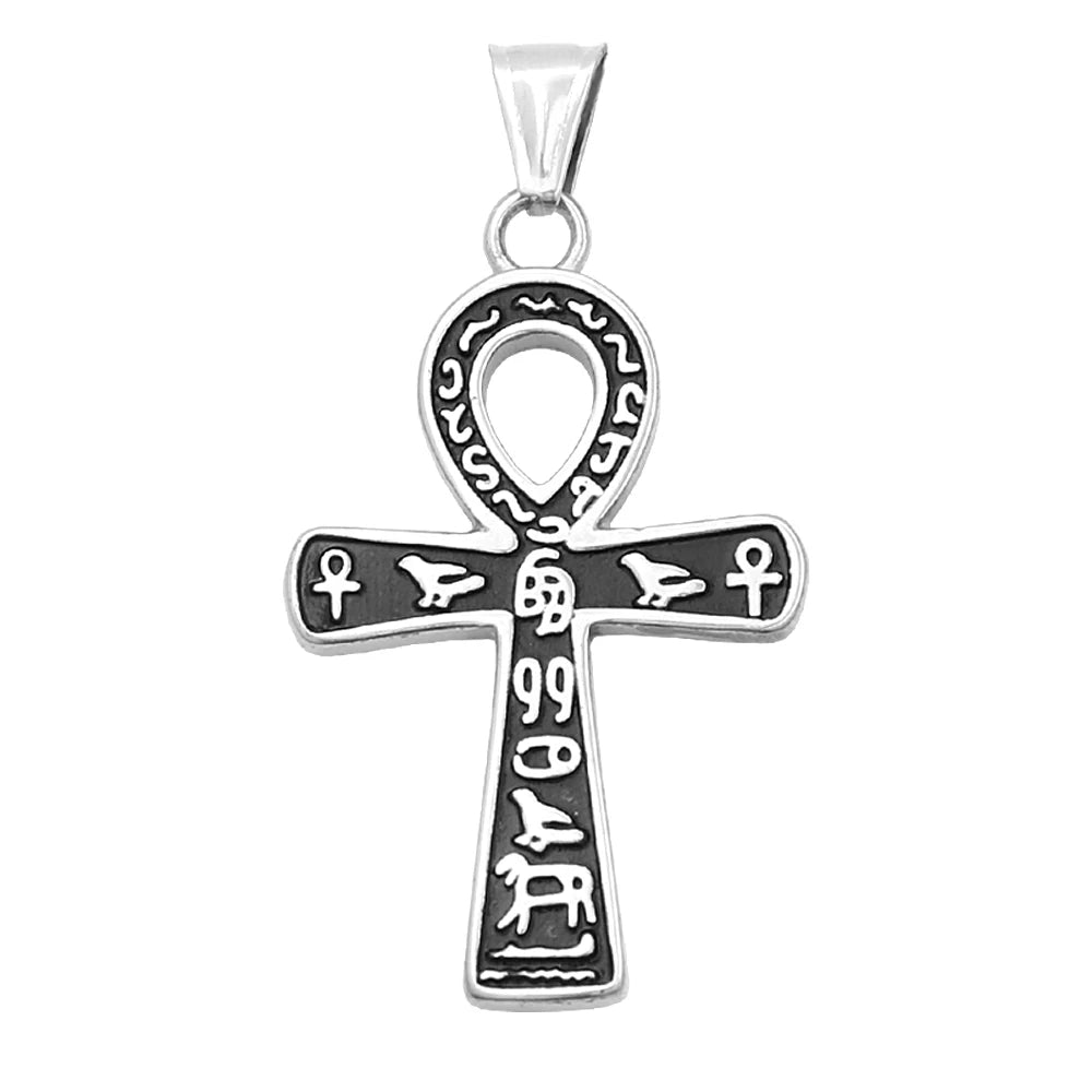 Vintage Punk Anka Cross Pendant Stainless Steel Egyptian Necklaces For Men Women Unique Rune Amulet Jewelry Gifts