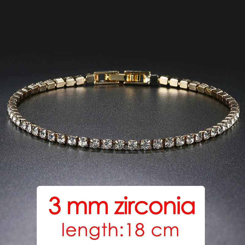 ZHOUYANG Tennis Bracelets For Women Simple Luxury Round Crystal Gold Color Bangle Chain Wedding Female Gift Wholesale Jewelry