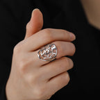 Moon Phase Pentagram Adjustable Ring — Stainless Steel