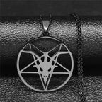 Skull Star Silver Pendant Necklace — Stainless Steel