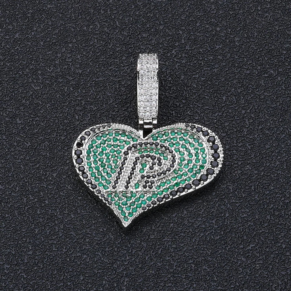 Black Iced Out Letter Pendant Necklace Crystal CZ