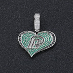 Black Iced Out Letter Pendant Necklace Crystal CZ