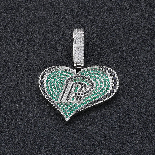 Black Iced Out Letter Pendant Necklace Crystal CZ