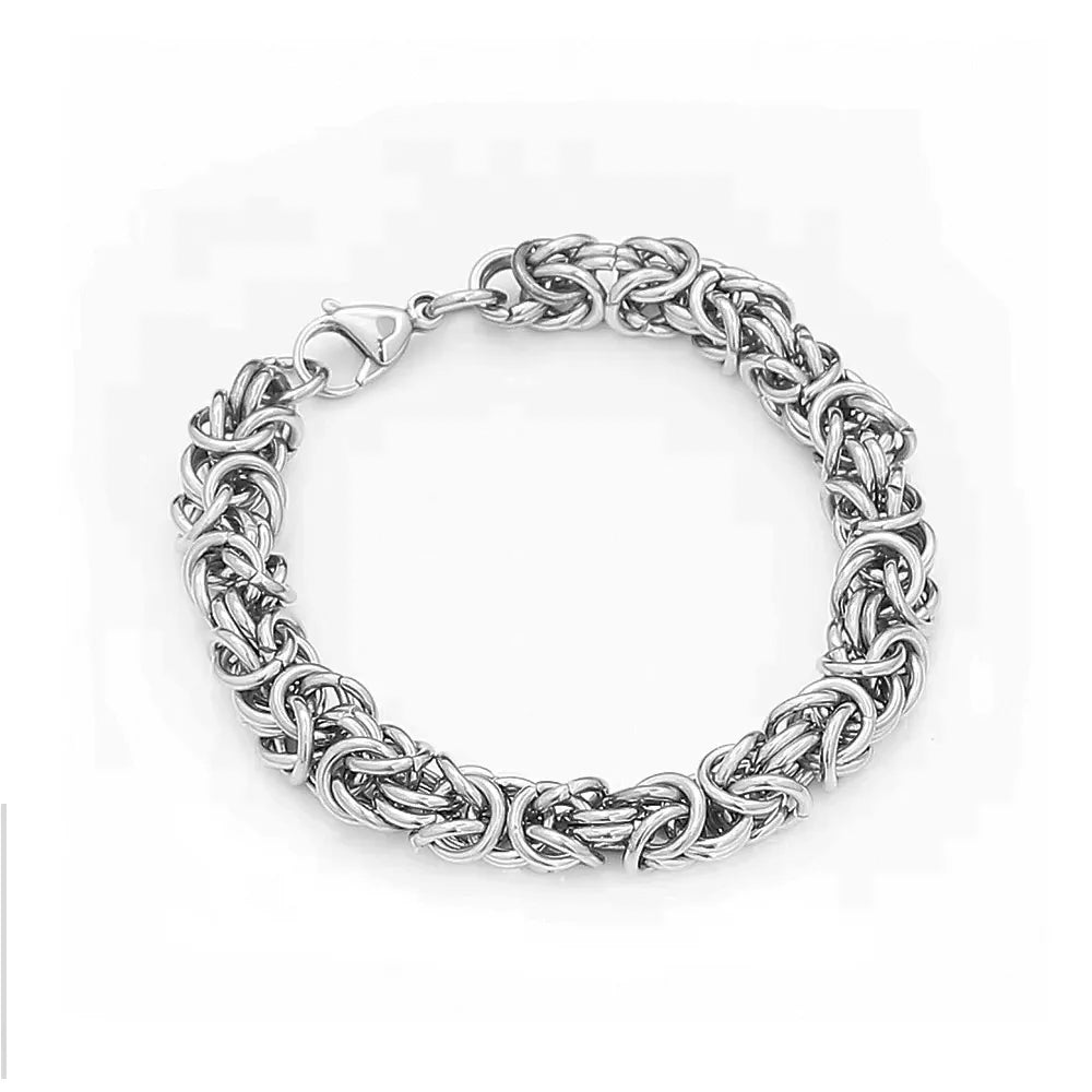 Thick Byzantine Link Bracelet — Stainless Steel, 18cm to 22cm