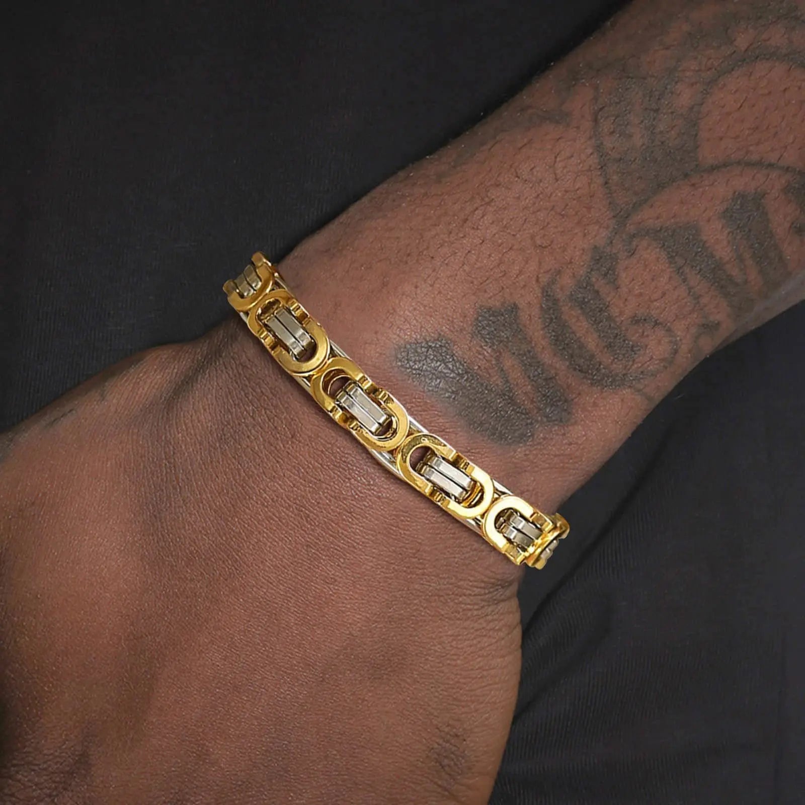 Flat Byzantine Chain Link Bracelet — Stainless Steel