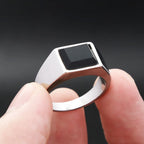 Square Stamp Ring Black — Stainless Steel