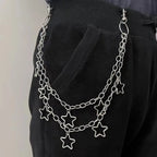 Punk Metal Cross Rivet Layered Chain Keychains for Men Women Waist Key Chain Wallet Jeans Hip-hop Pants Belt Jewelry