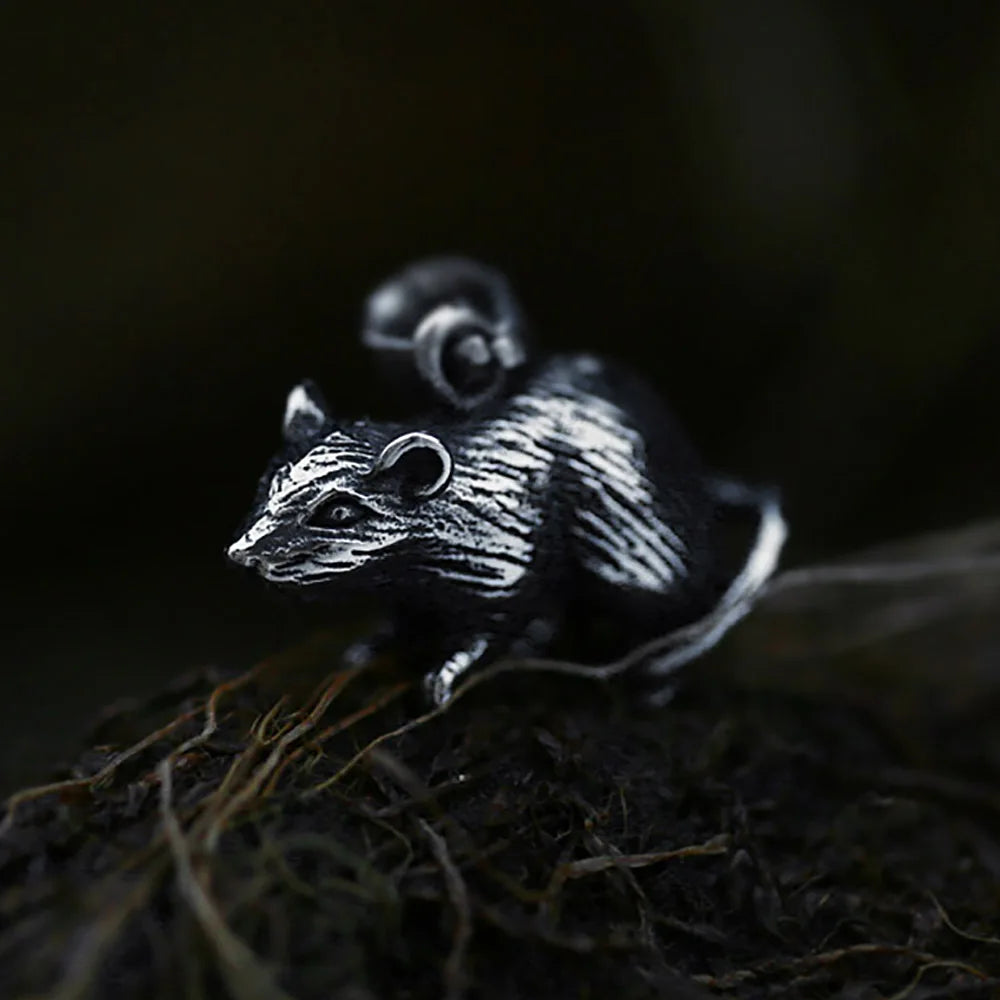 Gothic Mouse Stainless Steel Pendant Necklace