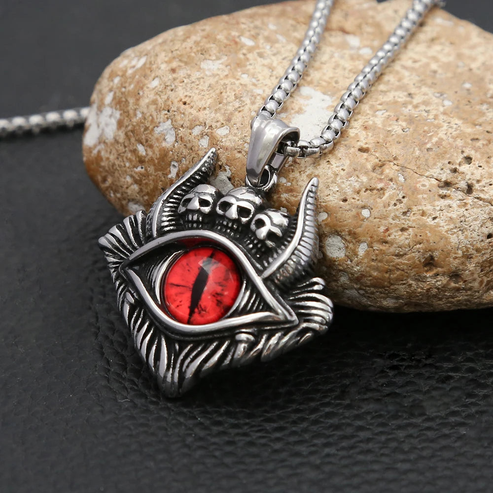 Skull Demon Eye Steel Pendant Vintage