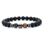 Premium Natural Volcanic Stone Beaded Bracelet Handmade Tiger Eyes Howlite Onyx Beads Braclet Meditation Healing Leisure Joias