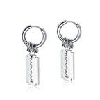Fashion Stainless Steel Blade Earrings Vintage Razor Hollow Drop Earrings Women Men Punk Jewelry Hip Hop Street Dangle