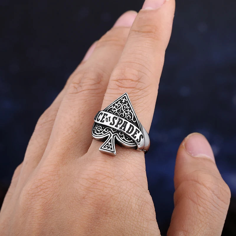 New Creative Design High Quality Ace Of Spade Playing Card Ring For Men Punk Hip Hop Dropshipping Jewelry