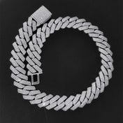Two-Tone Iced Out Cuban Chain Necklace 20MM — Stainless Steel