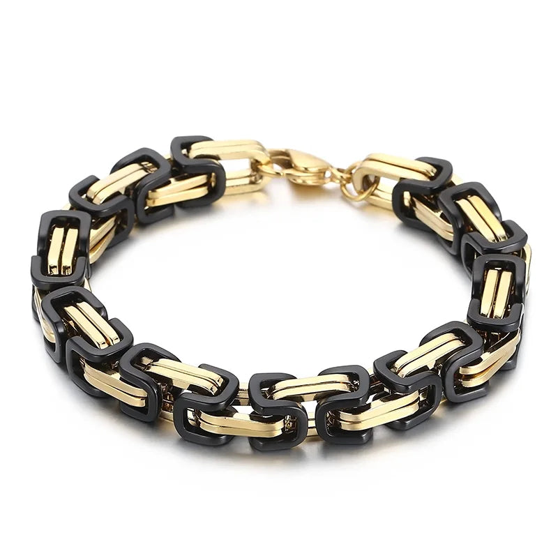 Fongten 4/5/6/8mm Byzantium Bracelet For Men Stainless Steel Box Chain Wirstband Charm Men Bangle Bracelets Jewelry