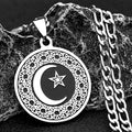 Star Steel Pendant Muslim Crescent Moon Islamic