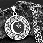 Star Steel Pendant Muslim Crescent Moon Islamic