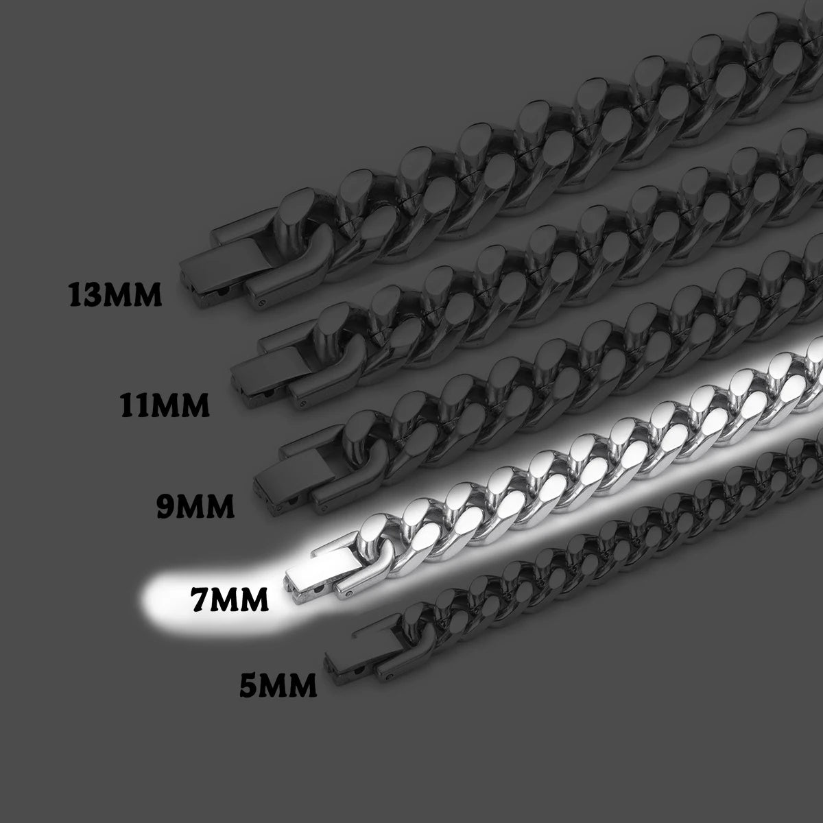 ULJ Hip-Hop Jewelry Men and Women Stainless Steel Miami Cuban Link Street Rapper Necklace Waterproof Chain