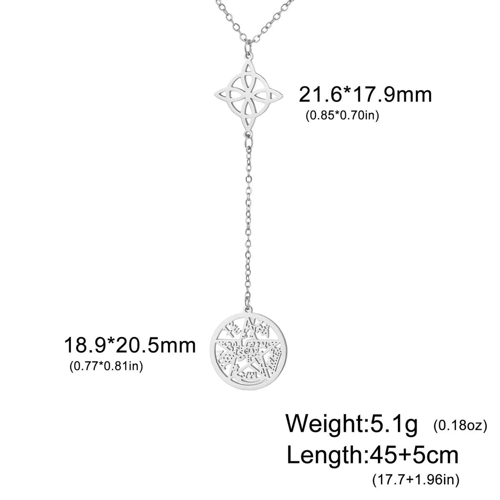 Witch Knot Pentagram Double Amulet Protection Necklace