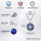 Eight-Pointed Star Stone Round Pendant Necklace