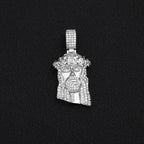 Two-Tone Iced Out Jesus Face Pendant Necklace