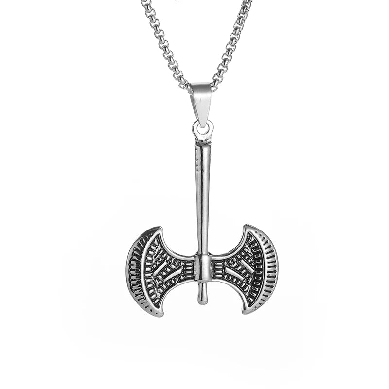 Retro Domineering Nordic Battle Ax Pendant Necklace for Men and Women Punk Pendant Lucky Amulet Jewelry Gift