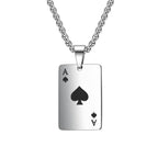 Poker Ace of Spades Pendant Necklace Women Men Playing Cards Stainless Steel Jewelry Gifts