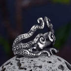 Dropshipping Christmas Charm Halloween Octopus Punk Stainless Steel Seaman Rings Men Anel Puck Jewelry Gift for Sailor