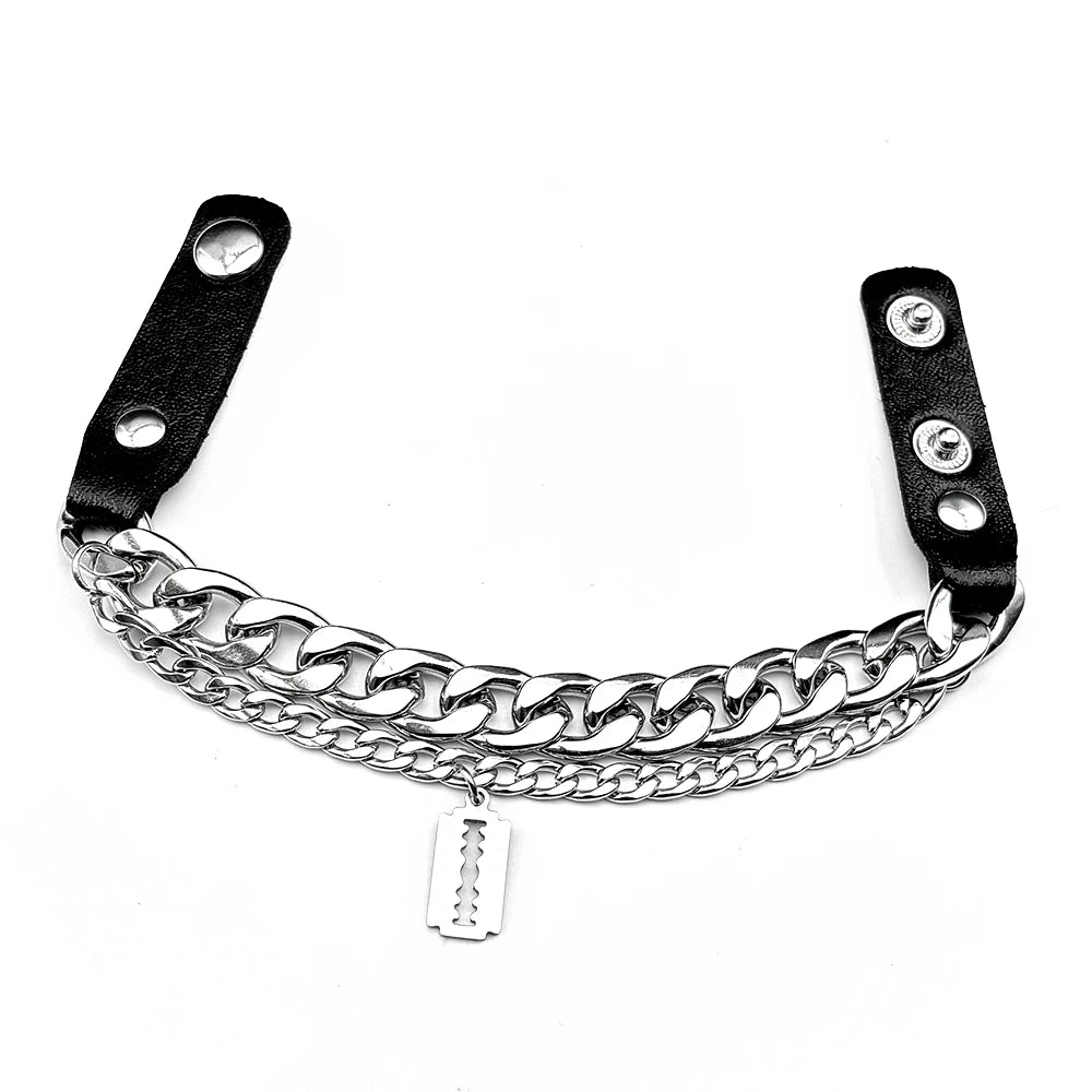 Vintage Razor Blade Statement Bracelet — Stainless Steel