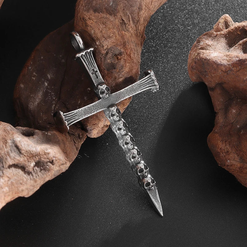 Retro Skull Cross Pendant Necklace — Stainless Steel