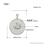 Trendy Round Zircon Copper Pendant Necklace for Men Fine Hip Hop Jewelry Pendant with Rope Chains