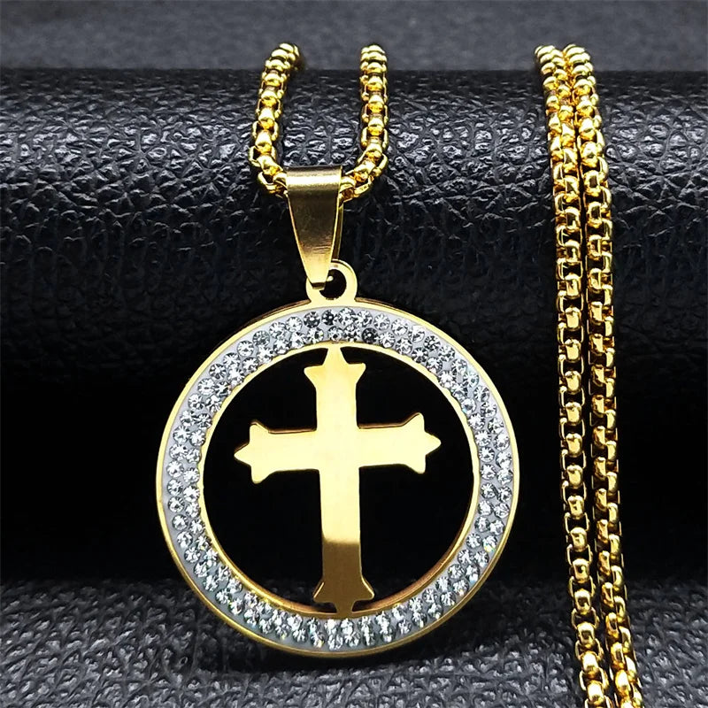 Saint Benedict Jesus Crucifix Chain Necklace — Stainless Steel