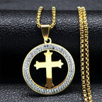 Saint Benedict Jesus Crucifix Chain Necklace — Stainless Steel