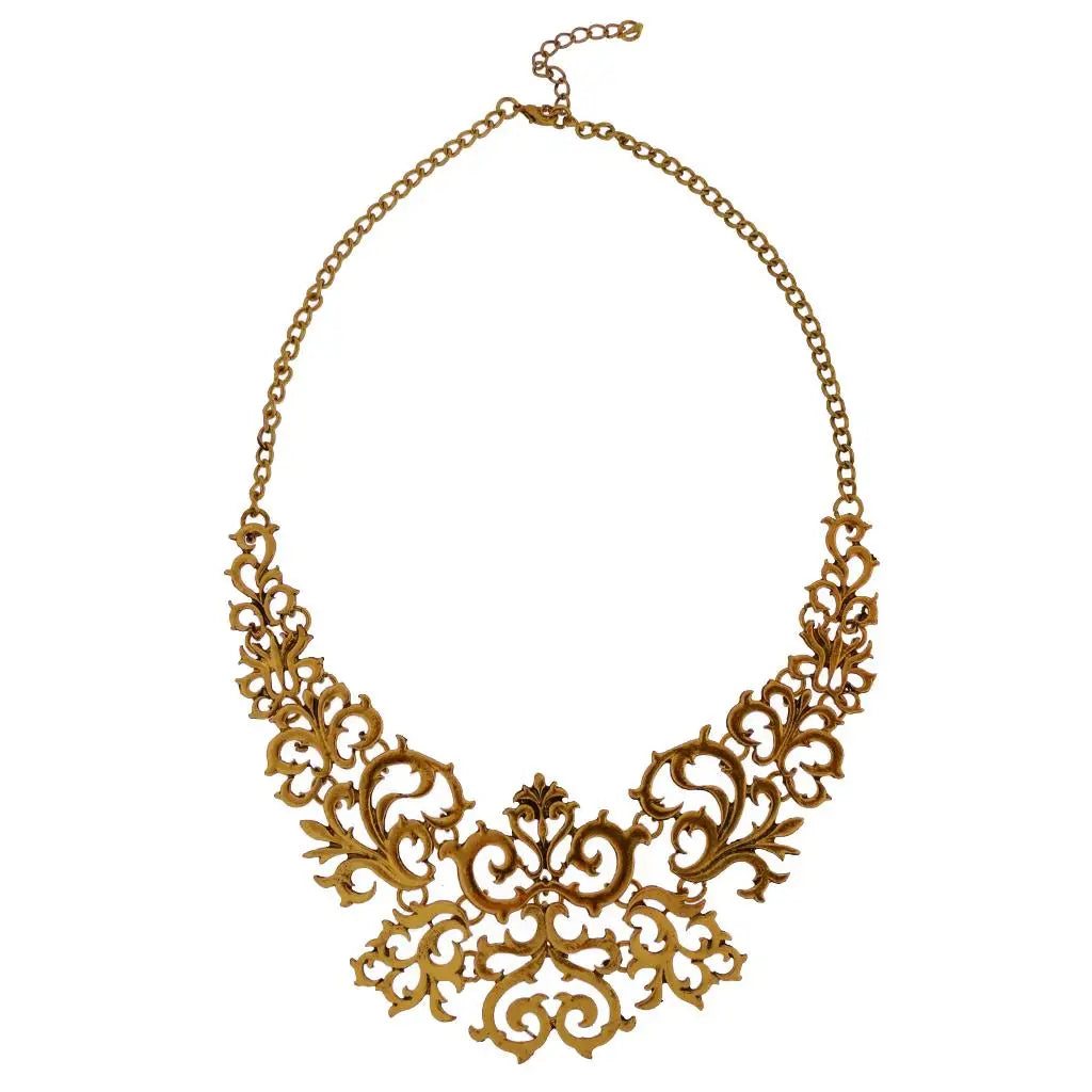 2016 Vintage Bohemia Choker Woman Statement Hollow Filigree Flower Pendant Necklace Jewelry