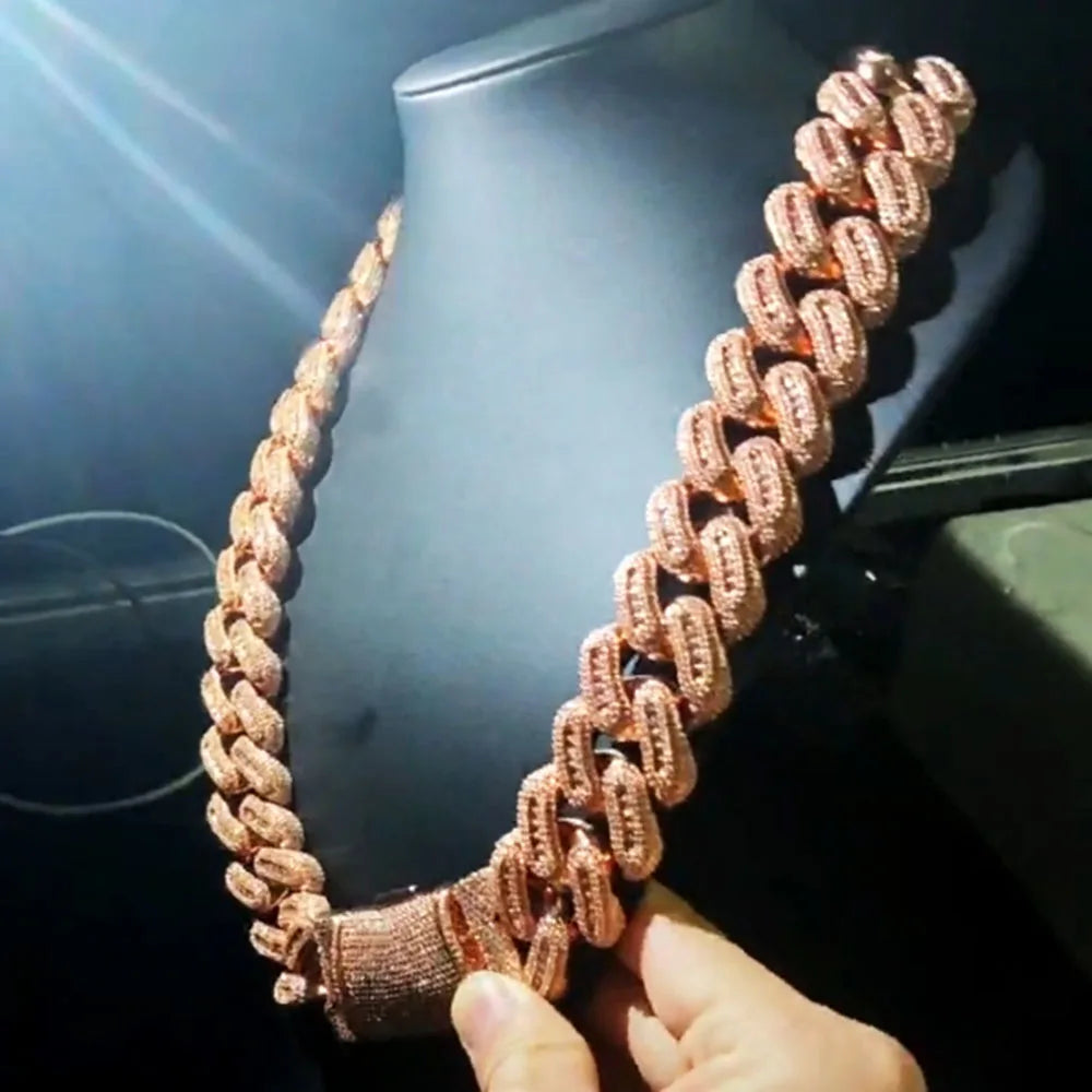 Rose Gold Cuban Chain Necklace Iced Out 29MM