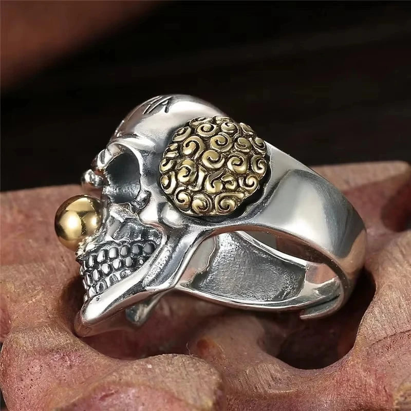 Jianjie Punk Bike Style Clown Skull Rings for Men Fashion Personality Halloween Gift Ring Accessories Trend