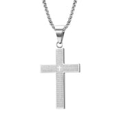 Engraved Cross Choker Necklace Chain — Stainless Steel