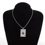 Lucky Spades Ace Playing Card Pendant Stainless Steel Casino Fortune Playing Card Necklace Men's Rock Punk Jewelry Gift