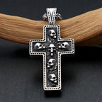 Unisex Multi Skull Cross Stainless Steel Pendant Necklace Gothic Dark Religious Skeleton Totem Jewelry Daily Punk Fashion Gift