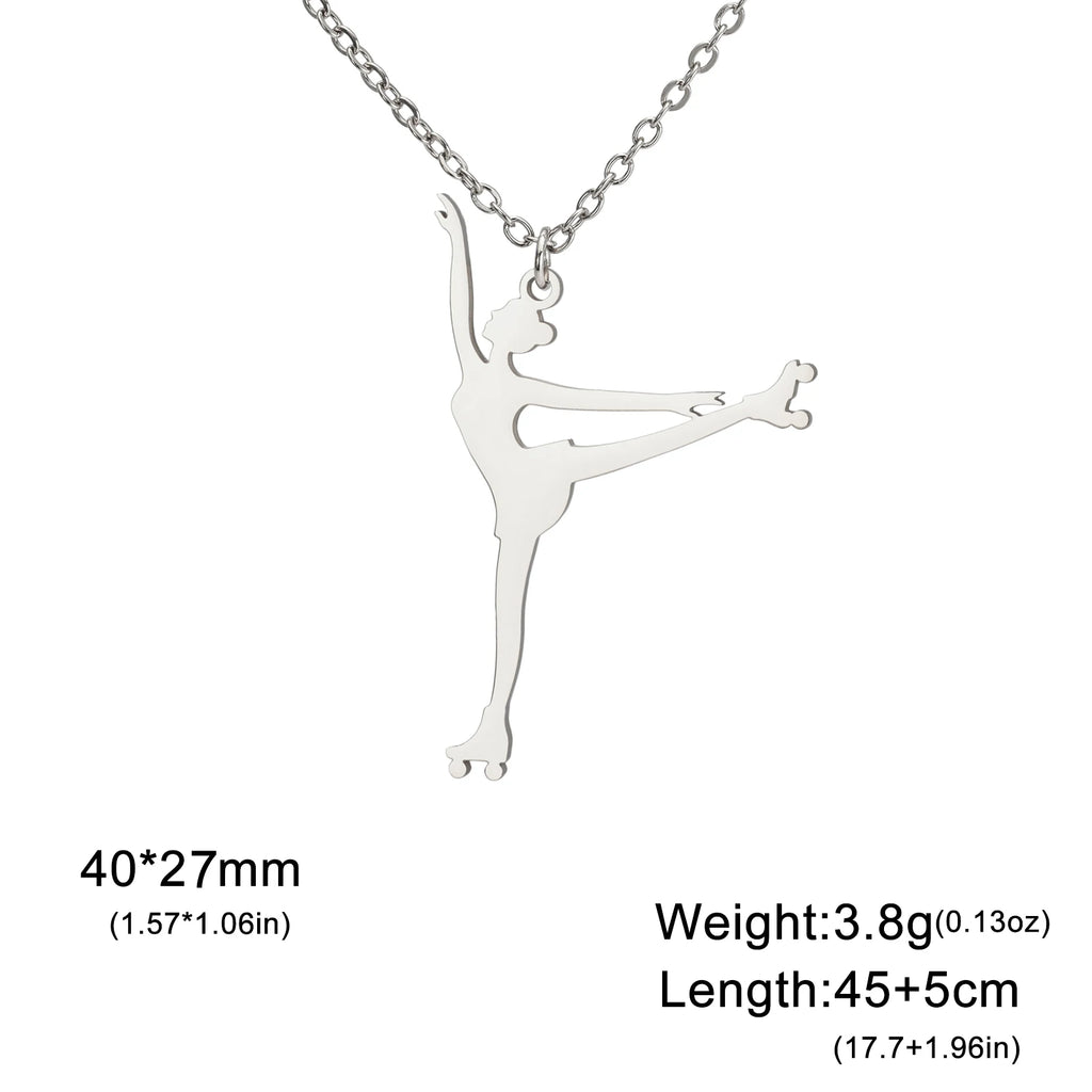 Ice Skater Charm Necklace — Stainless Steel