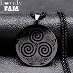 Viking Steel Pendant Vortex Triskele Irish Long