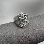 Huaya Men's Unique Temperament Knight Pattern Stamp Ring Retro Delicate Silver Color New Ring Jewelry Personality