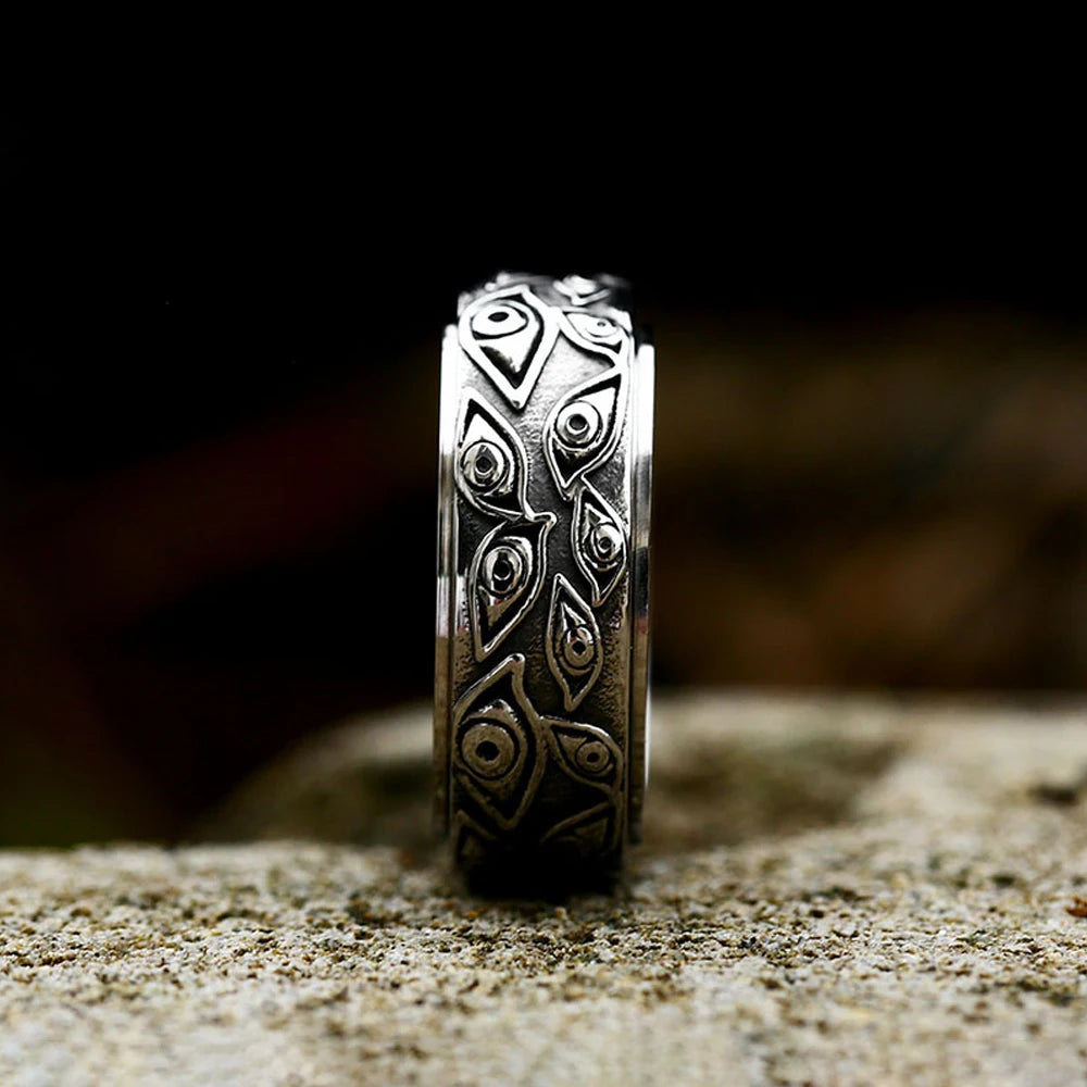 Demon Eye Steel Ring Retro Punk Rotatable
