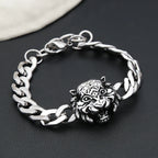 Vintage Domineering Tiger Lion Head Charm Bracelet For Men Women Stainless Steel Fashion Gothic Animal Jewelry Gift