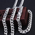 HNSP 316L Stainless Steel Double Cuban Link Chain Necklace For Men 8MM-12MM Thick Heavy Punk Biker Style Accessories Male Gift