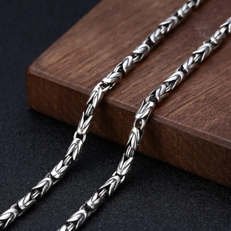 New Fashion Silver Jewelry Retro 6MM Thick Six-Character Mantra Trendy Personality Man Necklaces