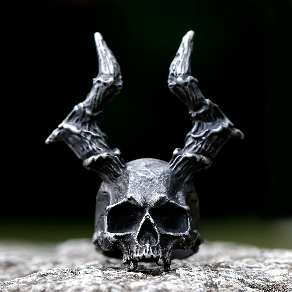 2023 new Vintage Gothic Steel Skull Rings Man Punk Rock Men Ring Heavy Sugar Skull Ring Mens Mandala Accessories free