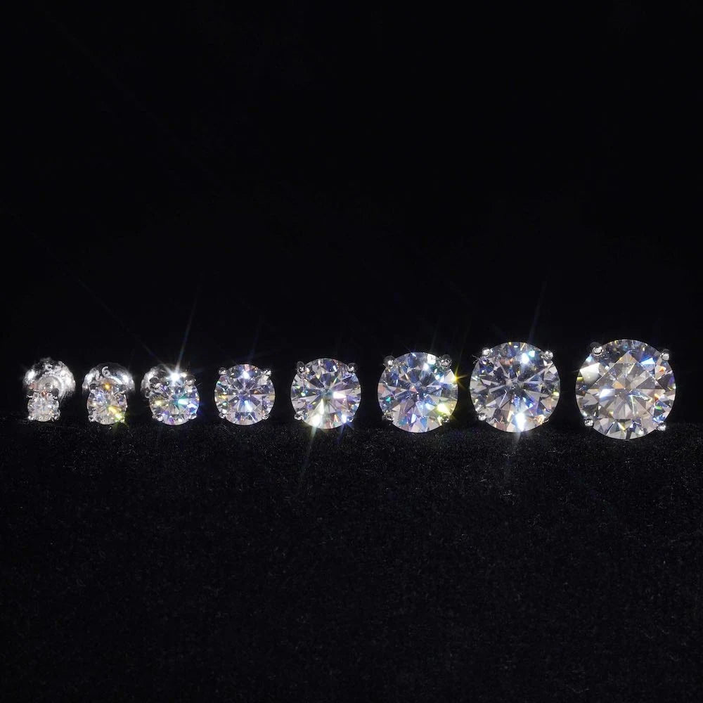 3/4/5/6/7/8/9/10mm D Color VVS Moissanite Stud Earrings S925 Sterling Silver Screw Thread Earrings Wedding Jewelry for Men Women
