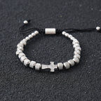 Cross Beaded Bracelet for Men and Women — Stainless Steel