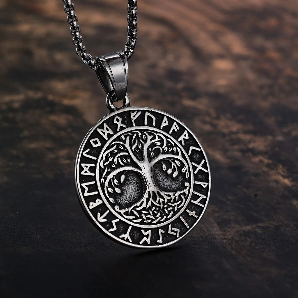 Gothic Tree of Life Pendant Necklace — Silver-Tone, Vintage Chain