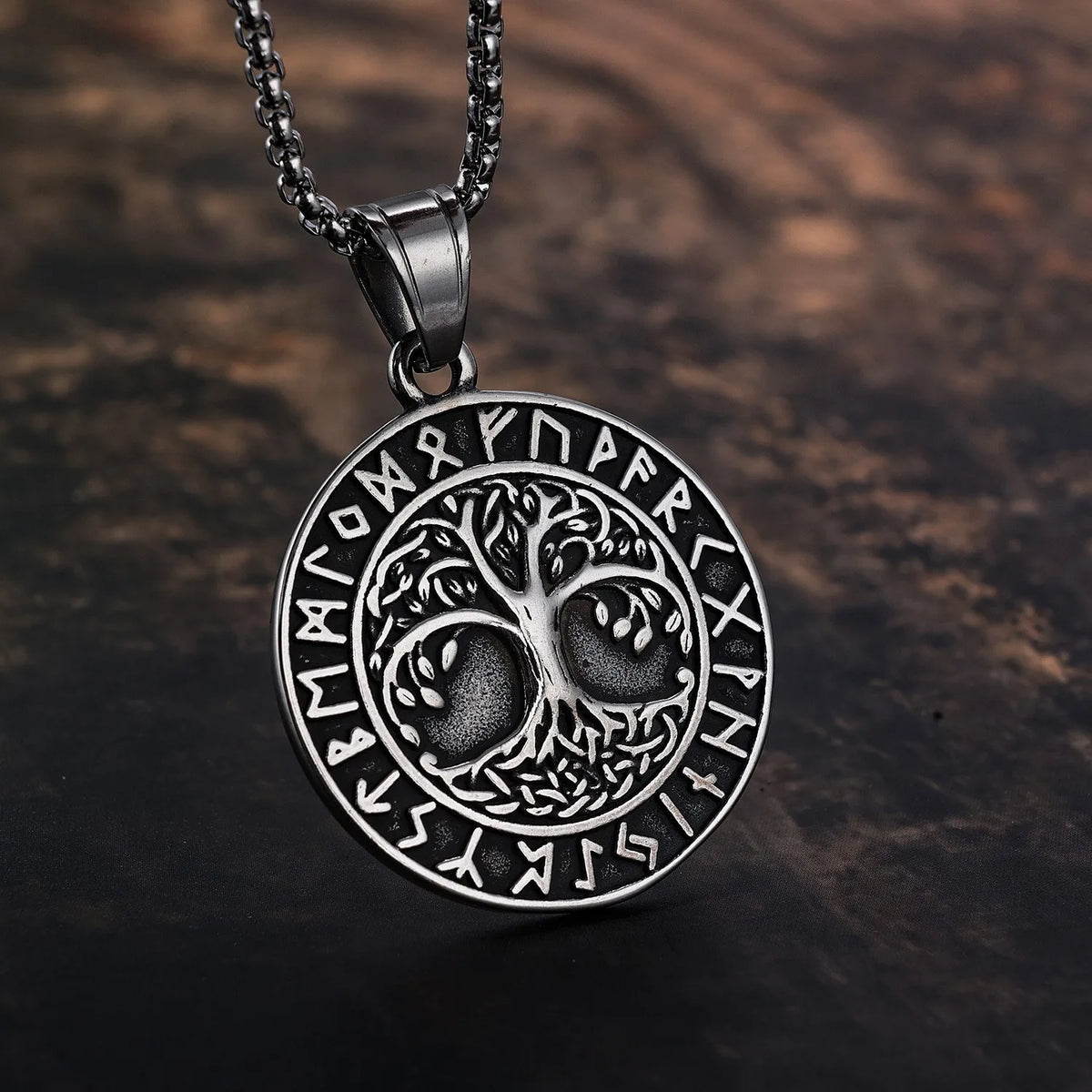 Gothic Tree of Life Pendant Necklace — Silver-Tone, Vintage Chain
